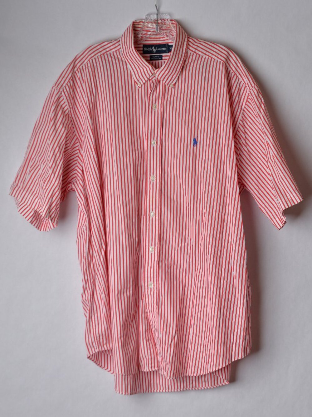 Ralph Lauren Mens XL Blaire Short Sleeve Button-Down Shirt Red Striped